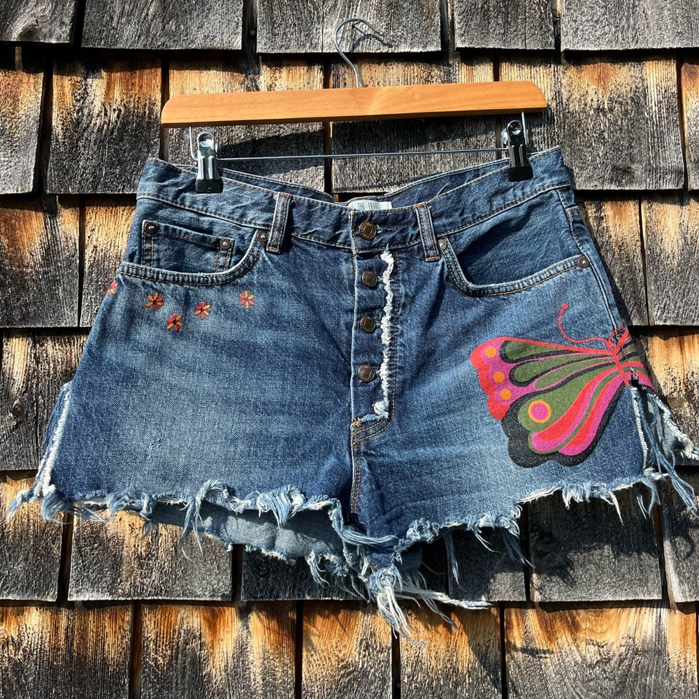 Free People Butterfly Denim Shorts